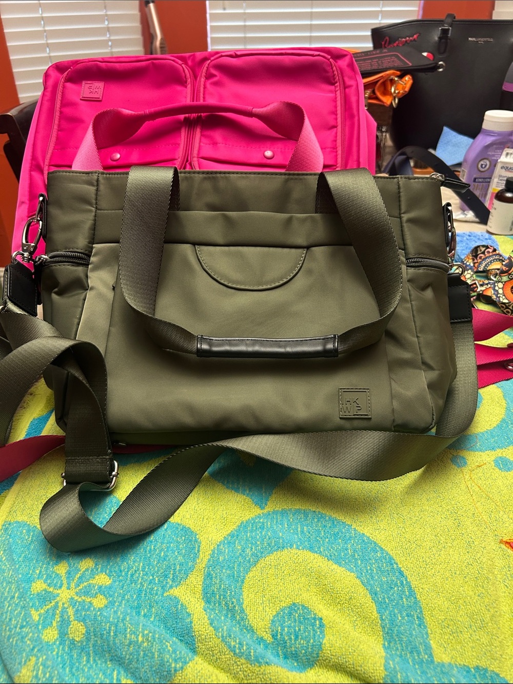 Olive Green Crossbody Tote Bag - Unbranded